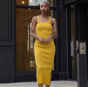 The Drop @SignedBlake Strappy Rib Midi Dress in yellow Size Small